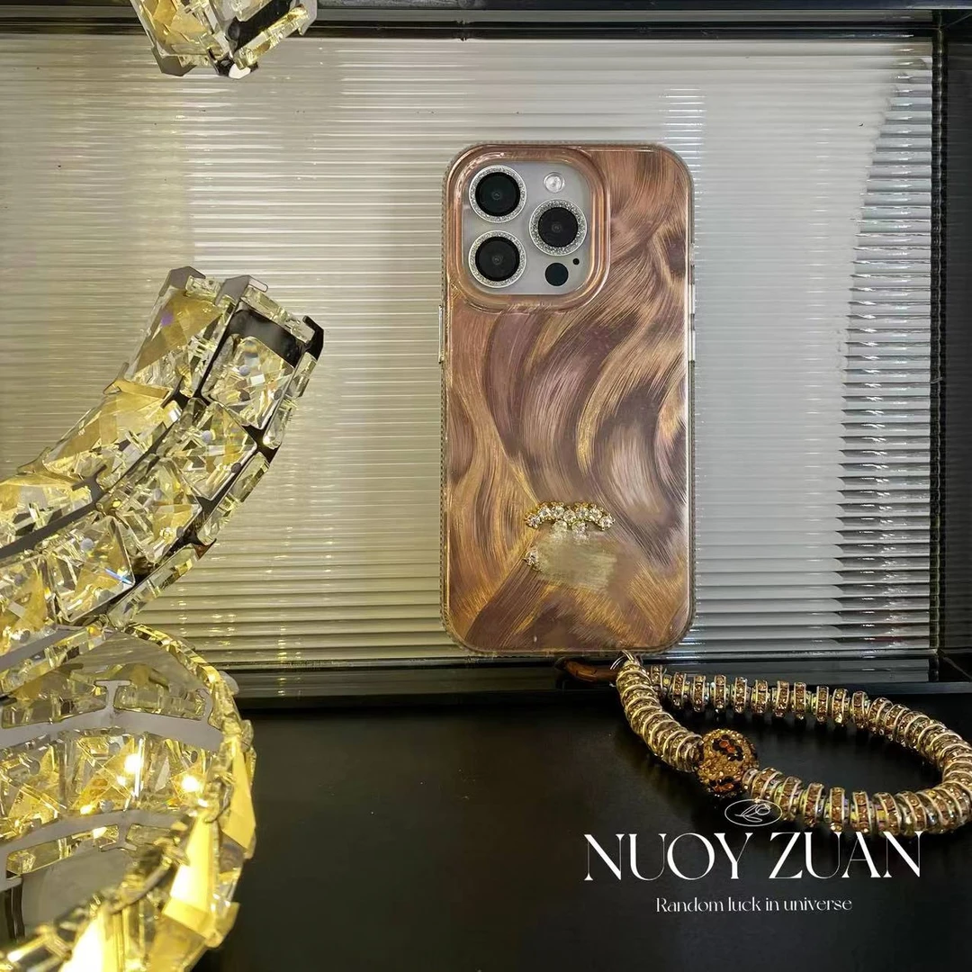 高端奢华渐变镭射15ProMax烫银iPhone14羽纱防摔个性创意保护壳