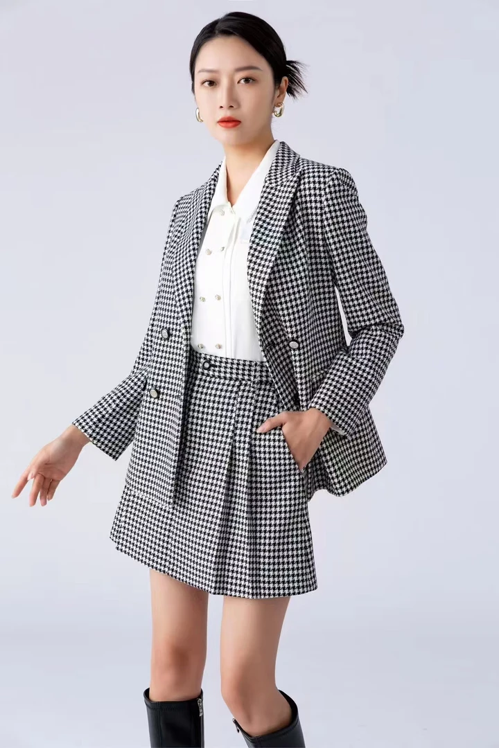 迪图格子西装外套CC304