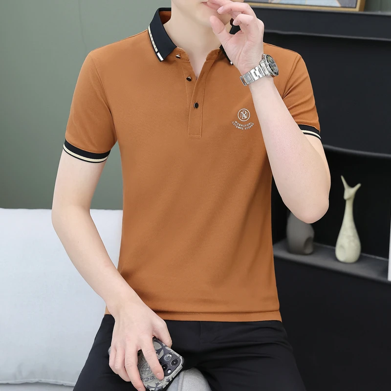 夏季男士短袖Polo衫商务休闲翻领t恤男百搭韩版修身有领t恤男半袖