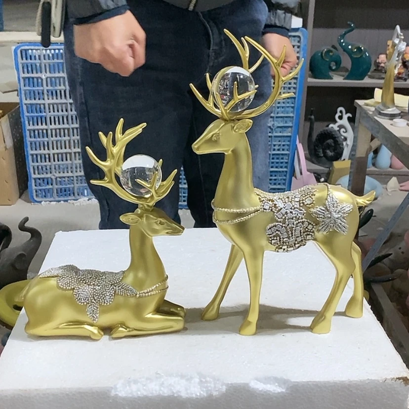 【闪购商品】密胺摆件金色梅花鹿