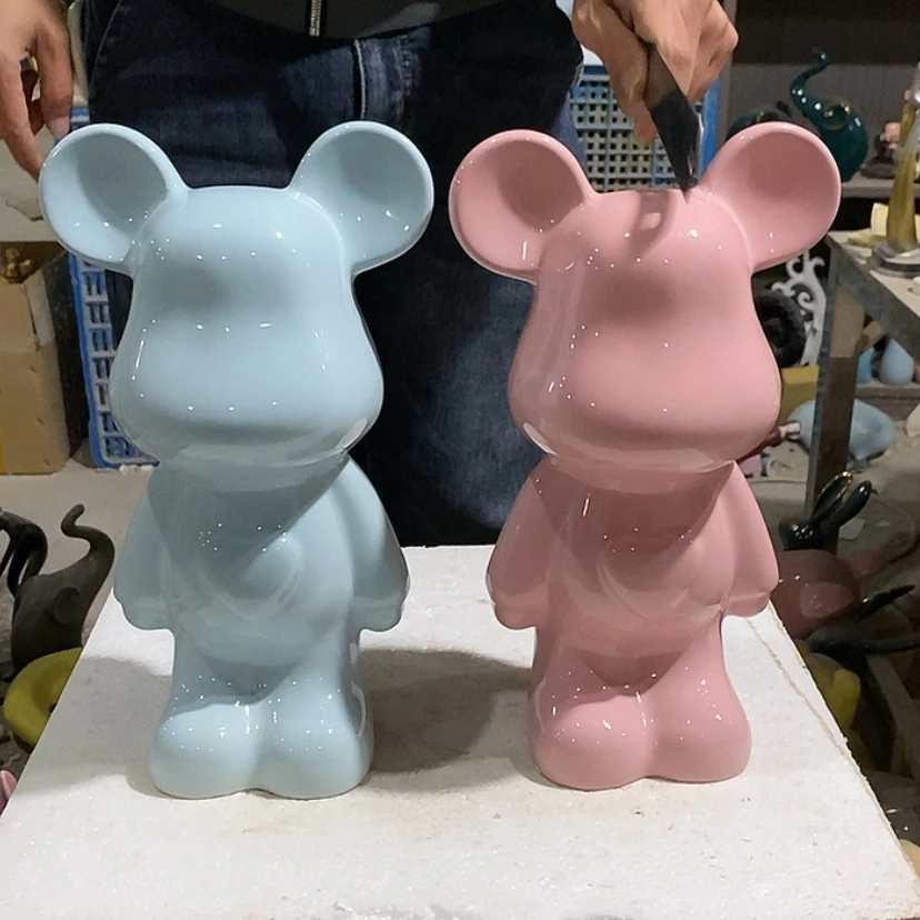 【闪购商品】陶瓷摆件粉色和蓝色爱心熊