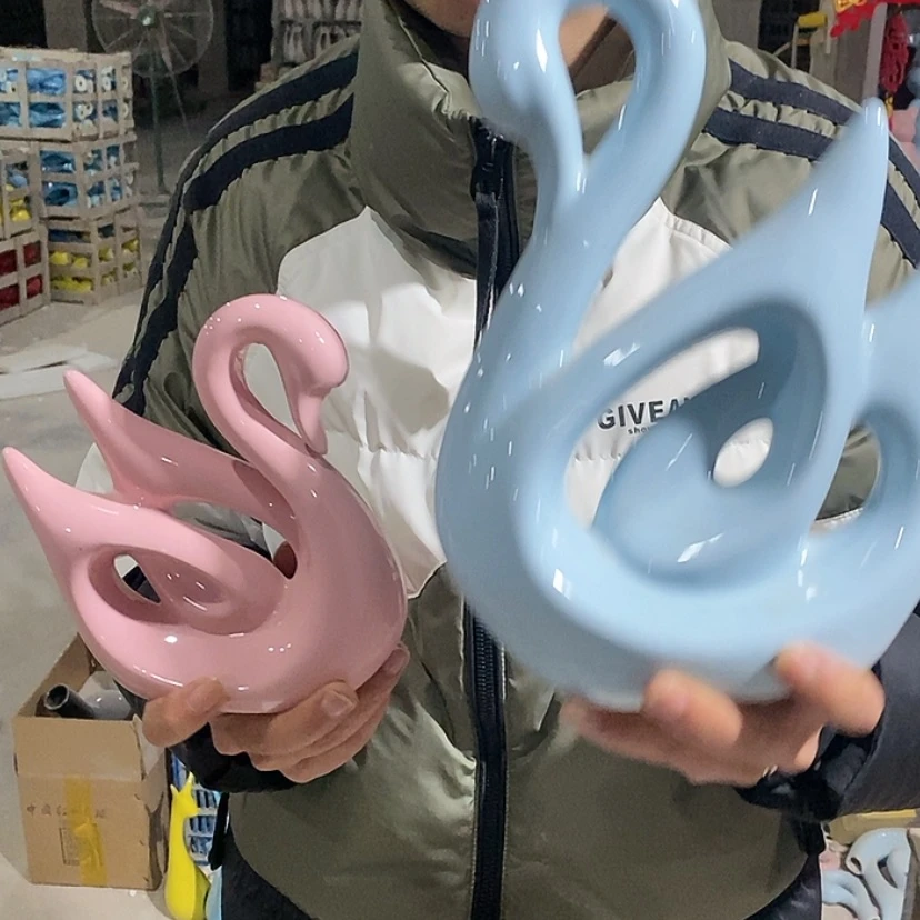 【闪购商品】陶瓷摆件马卡龙情侣天鹅