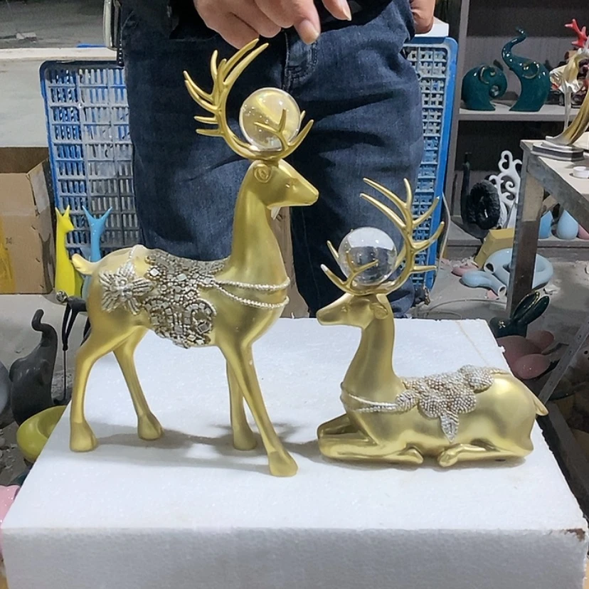 【闪购商品】密胺摆件金色梅花鹿