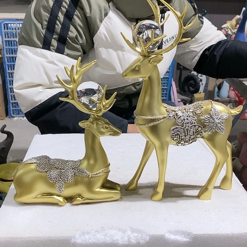 【闪购商品】密胺摆件金色梅花鹿