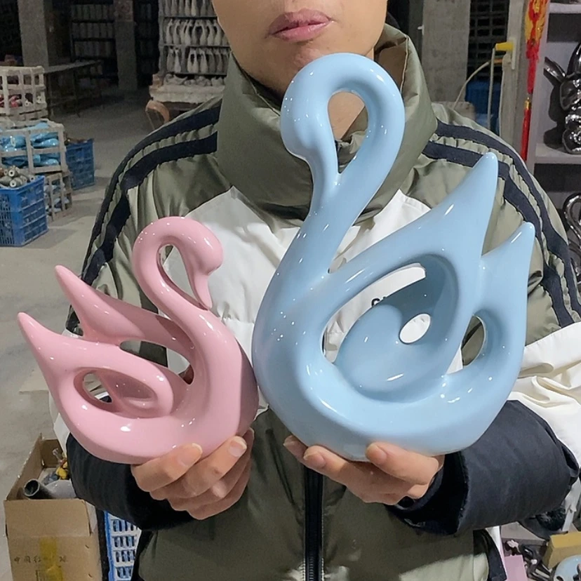【闪购商品】陶瓷摆件马卡龙情侣天鹅