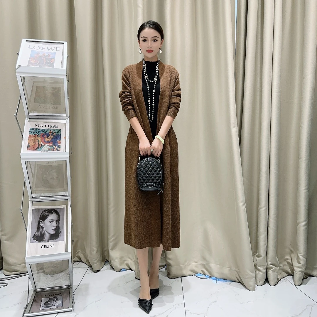 5685摩卡棕外套针织衫针织显瘦气质时尚百搭设计师轻奢