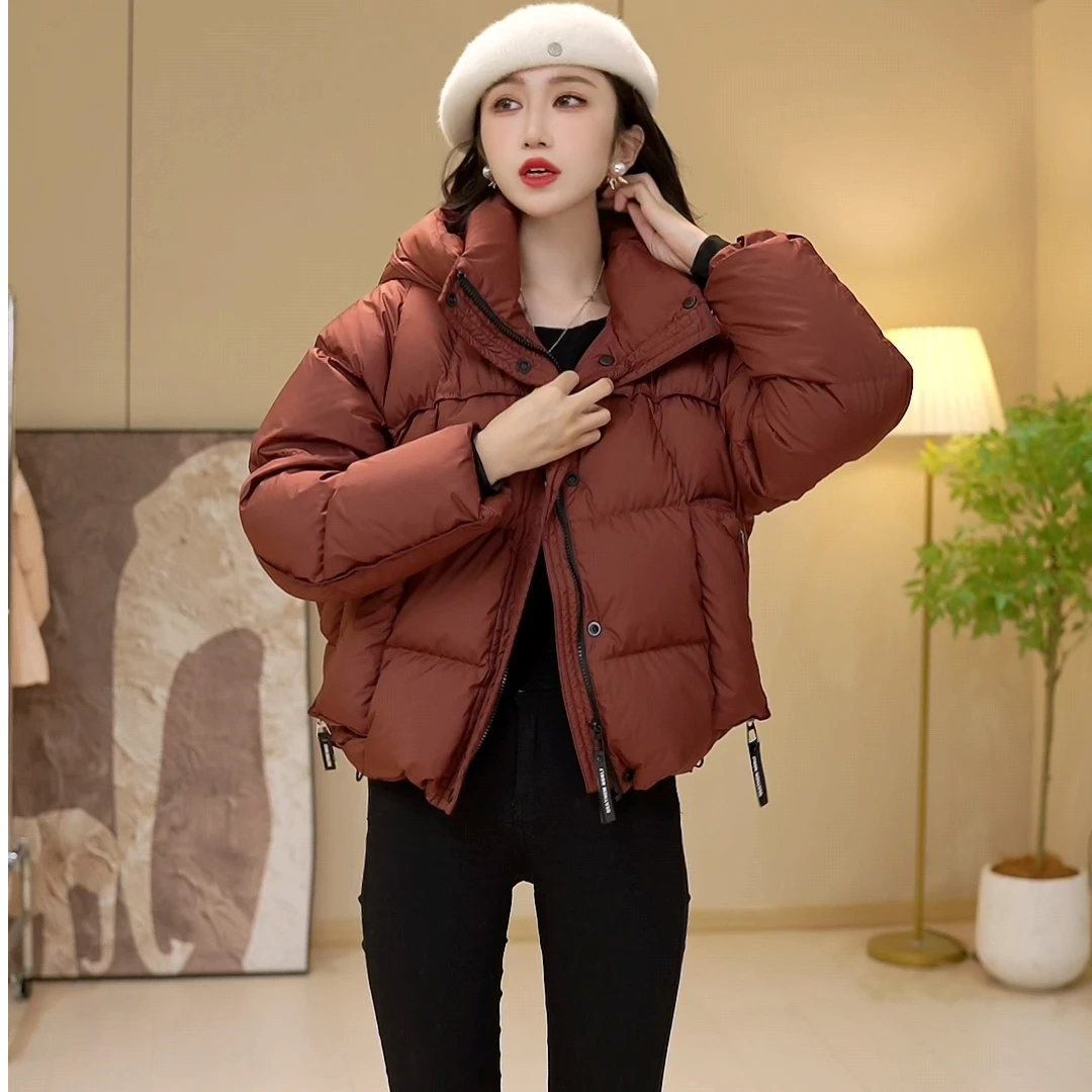 羽绒服女2024新款时尚加厚女士冬季百搭有抽绳爆款短款鸭绒服