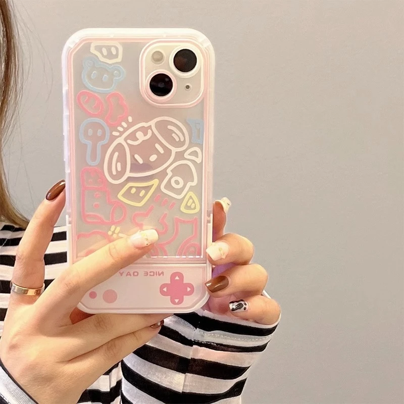 涂鸦动物适用苹果14手机壳iphone13高级感11promax可爱12隐形支架