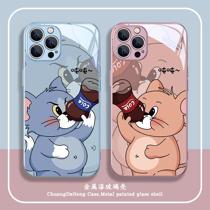 适用于苹果/华为/小米/OPPO/VIVO新款高颜值猫和老鼠情侣手机壳