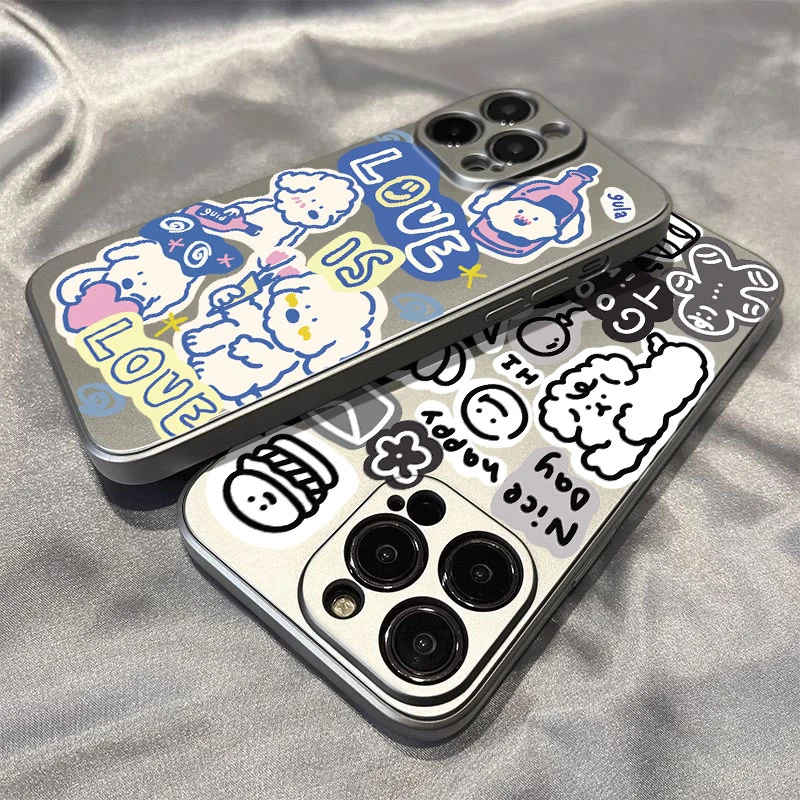 适配苹果/小米/oppo/vivo/华为美好时光男女情侣硅胶银色手机壳