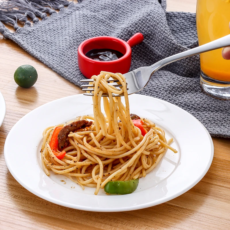 西餐圆形盘子牛排盘陶瓷家用纯白菜盘碟子浅盘平盘菜盘碟酒店餐具