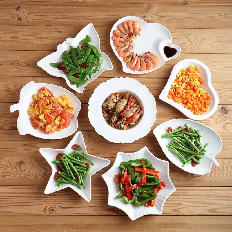 创意好看的碟子菜碟陶瓷不规则白色盘子菜盘家用可爱的异形餐具