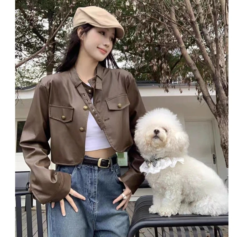 【PU皮外套】复古衣短外套女设计感辣妹炸街机车夹克宽松网红上衣潮