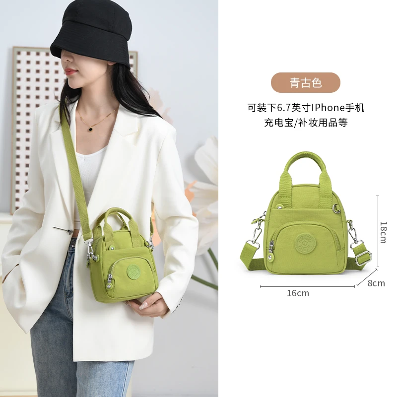 迷你斜挎小包包女手机包简约百搭牛津布轻便手拎逛街单肩帆布小包