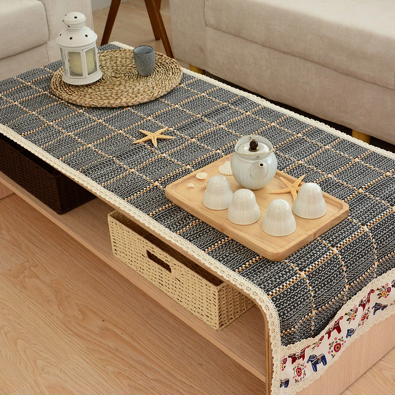 编织长方形桌布茶几布盖巾垫加厚现代简约电视柜台布家用隔热定做