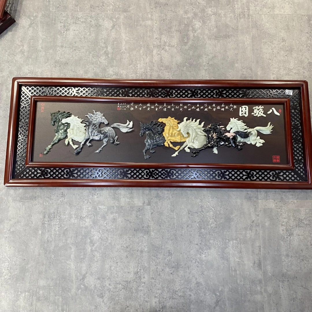 66*177八骏图（1307）装饰画客厅玄关走廊挂画书房酒店装饰品牌