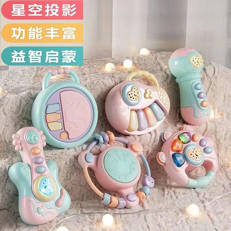 婴儿早教音乐故事抓握训练手拍鼓摇铃玩具0-2岁宝宝益智早教玩具