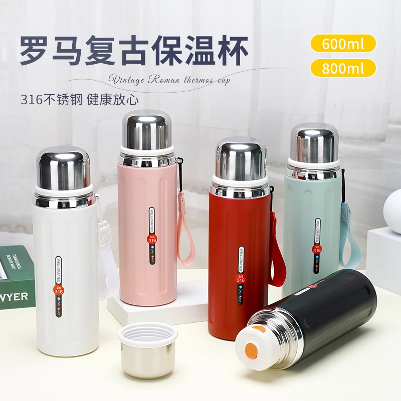 新款316大容量真空不锈钢保温杯时尚男女情侣学生水杯盖子可喝水
