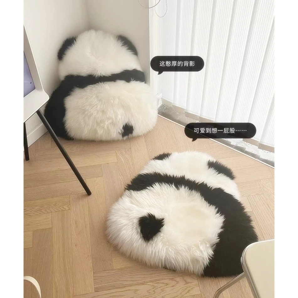 德德维芙可爱熊猫飘窗坐垫皮毛一体沙发抱枕羊毛靠主卧飘窗抱枕