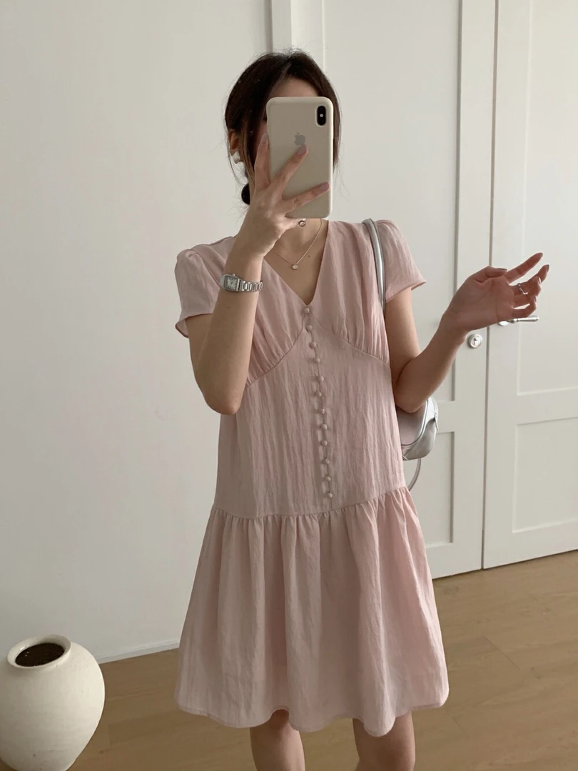v100-199）非图片款春夏新款宽松短袖长款连衣裙显瘦大码裙长裙潮