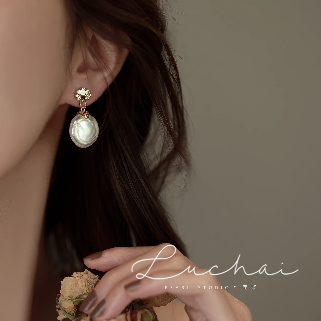 巴洛克珍珠耳坠气质网红轻奢法式小众ins简约百搭耳钉高级感耳环