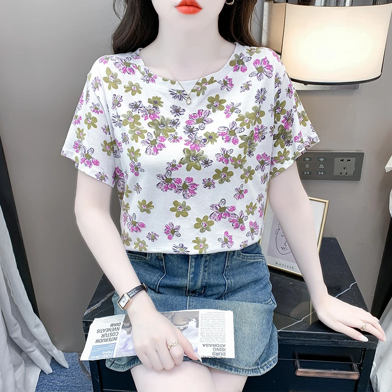 【厂家直销价】新款欧货潮宽松棉白色t恤女夏短袖ins半袖体恤