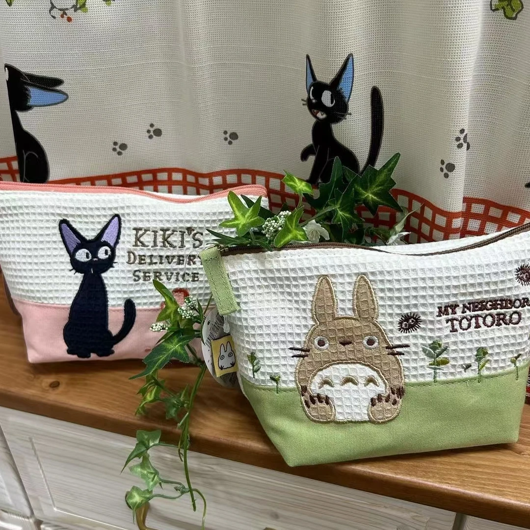 出口日单化妆包龙猫刺绣收纳包黑猫化妆包拉链便携