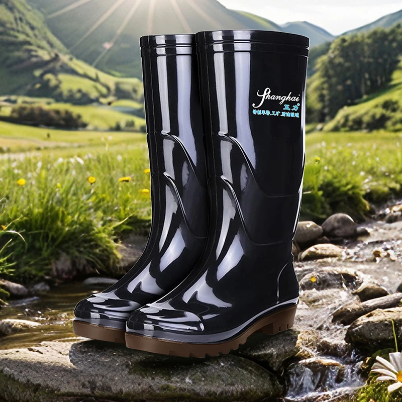 中高筒男款雨鞋劳保工作加厚男士雨靴耐磨长筒防水鞋牛筋厚底胶鞋