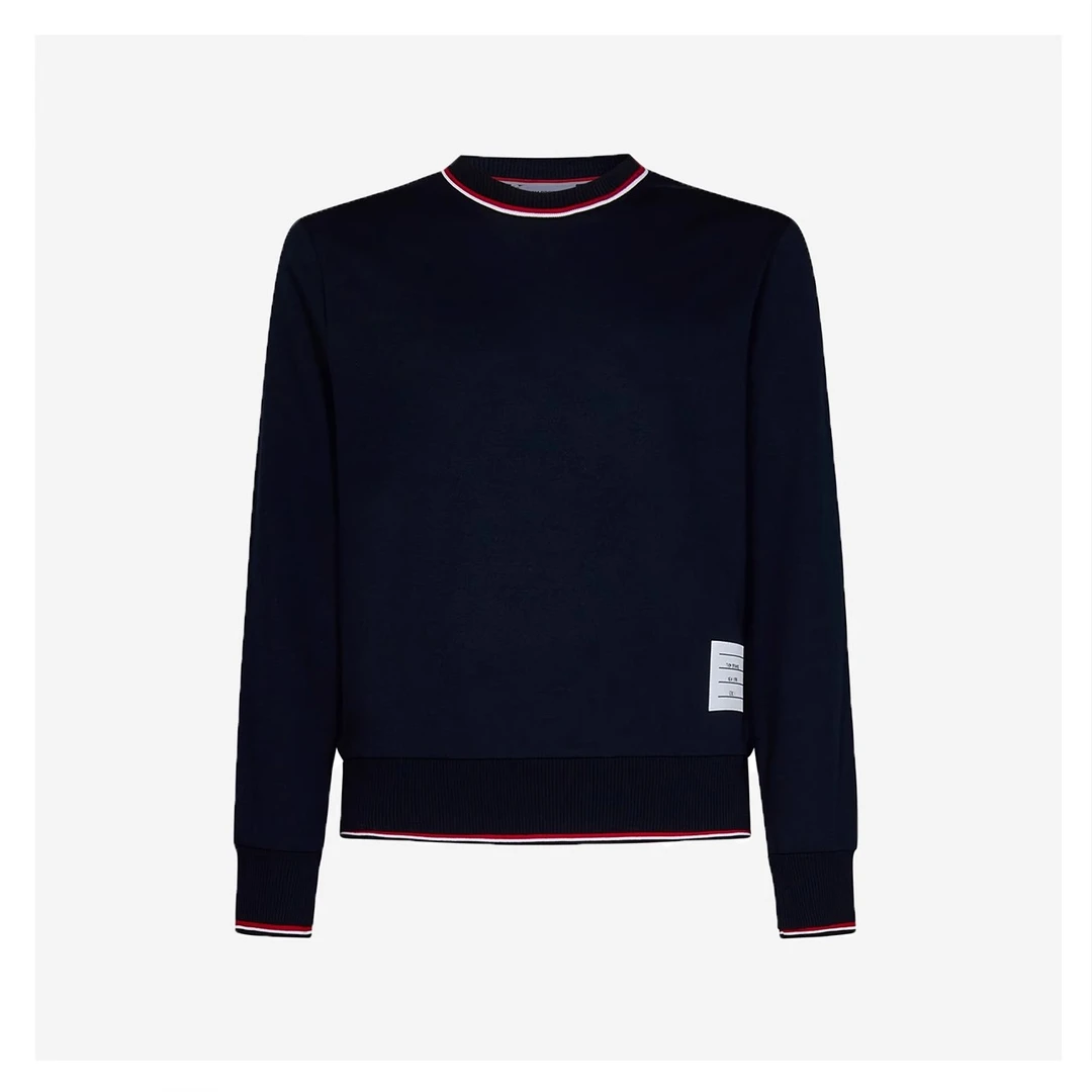 全新未使用 THOMBROWNE  23秋冬新款深蓝色条纹领口针织衫MJT401A