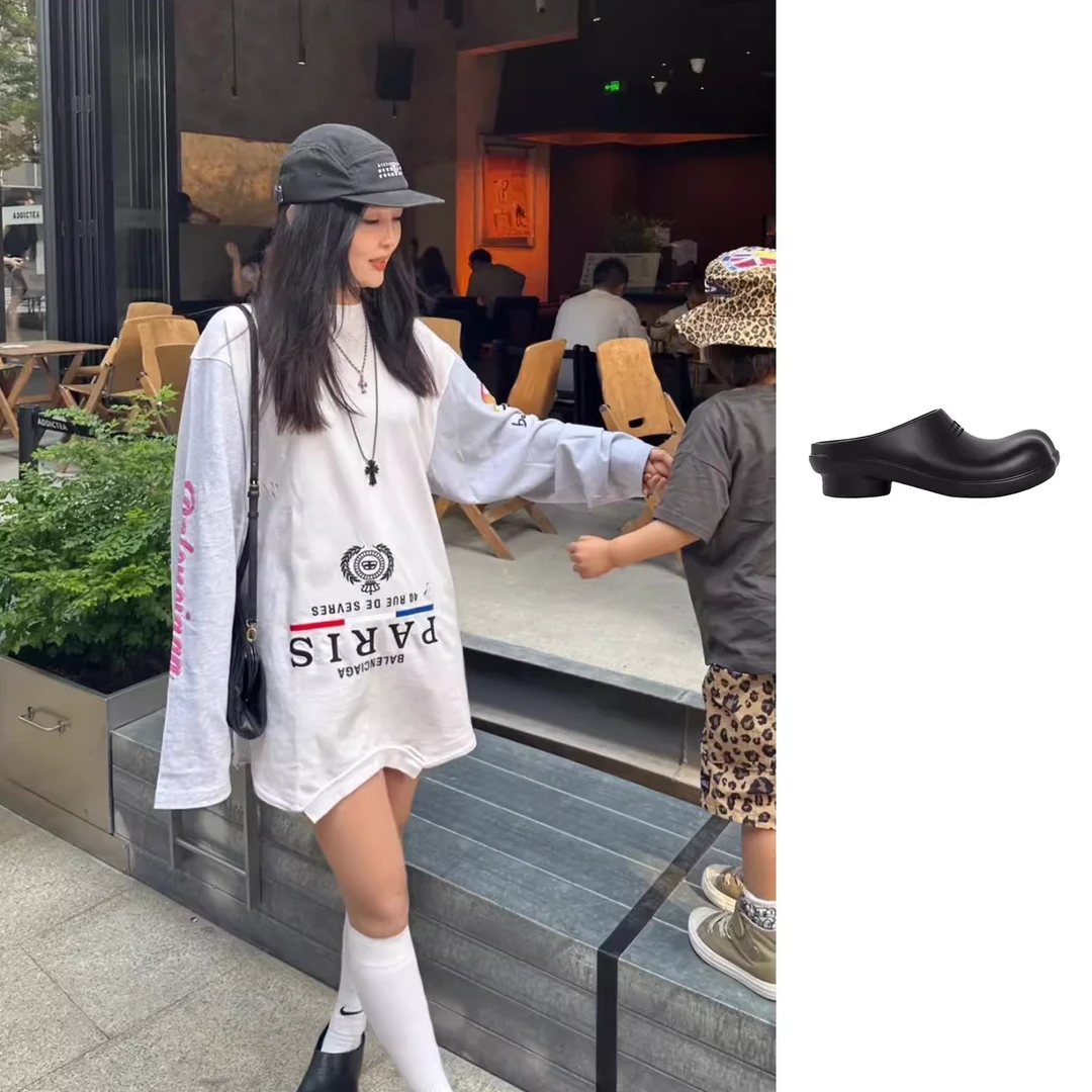 全新未使用 Maison Margiela/梅森马吉拉 MM6 字幕LOGO苹果头拖鞋