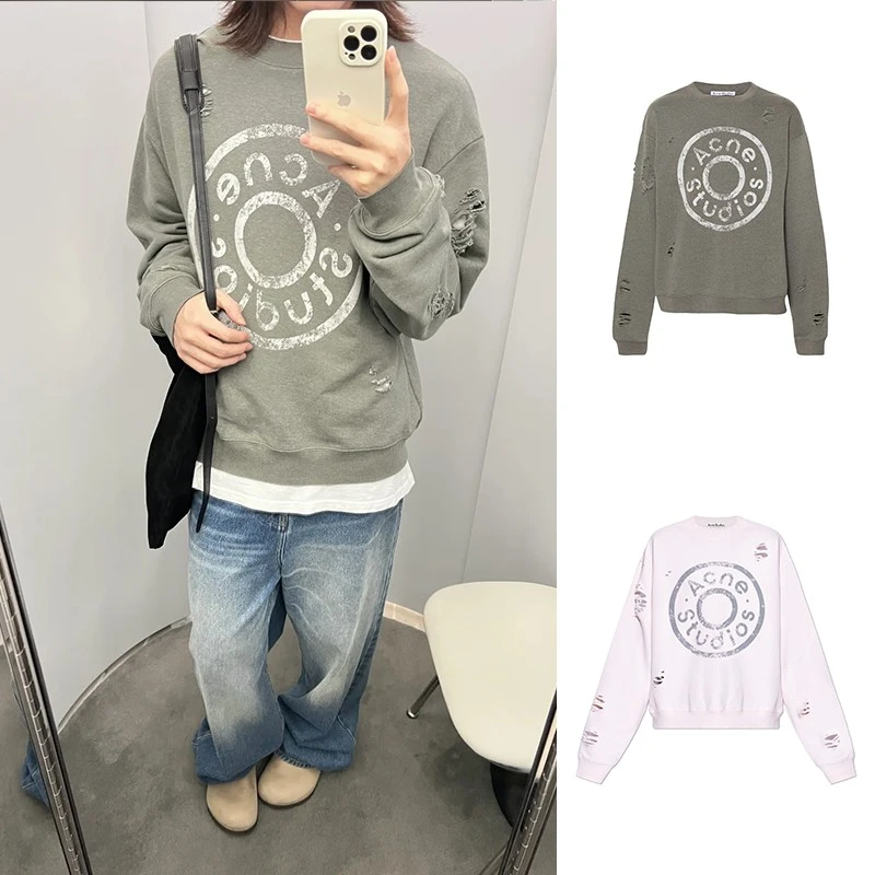 全新未使用 AcneStudios 做旧纽扣LOGO卫衣 CI0179