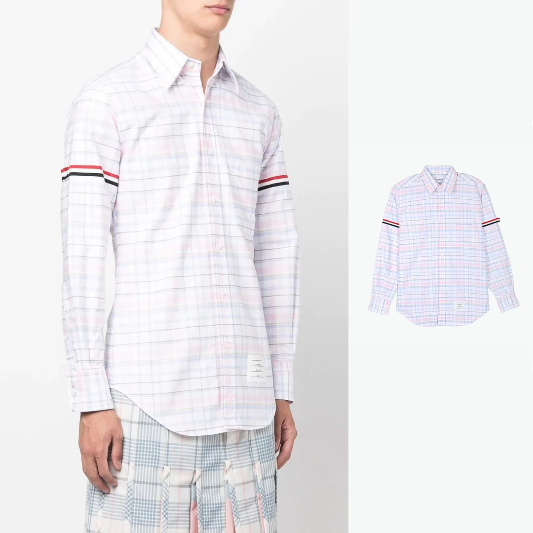 全新未使用 THOMBROWNE 白色粉格衬衫 MWL150A-F0182-680