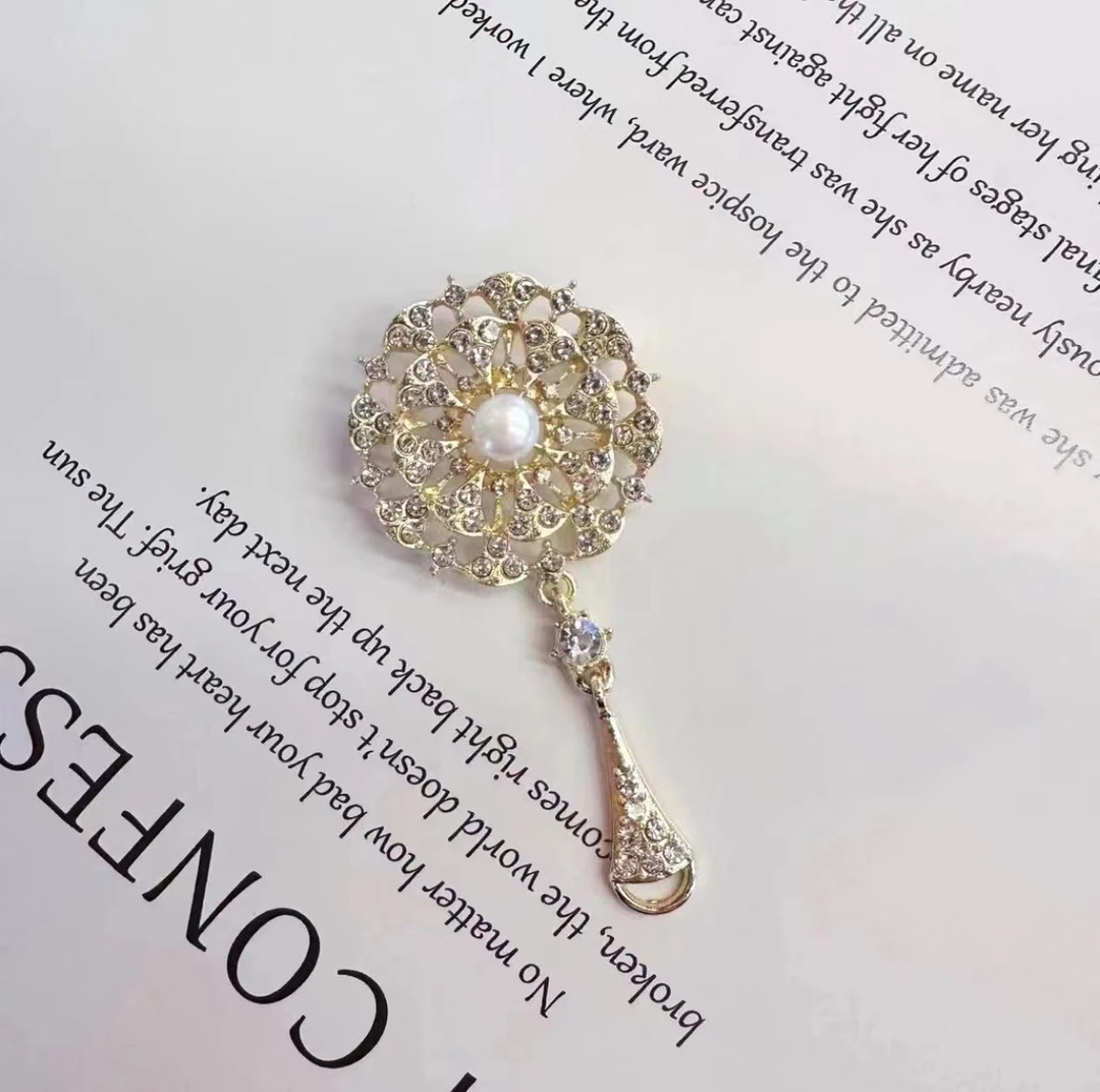 【柏谷专属】天然淡水珍珠/白珠胸针/7-8MM/合金