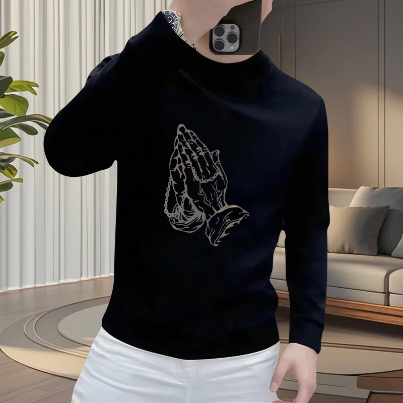 个性潮流重磅圆领卫衣痞帅街头宽松休闲秋季印花时尚男士潮流卫衣