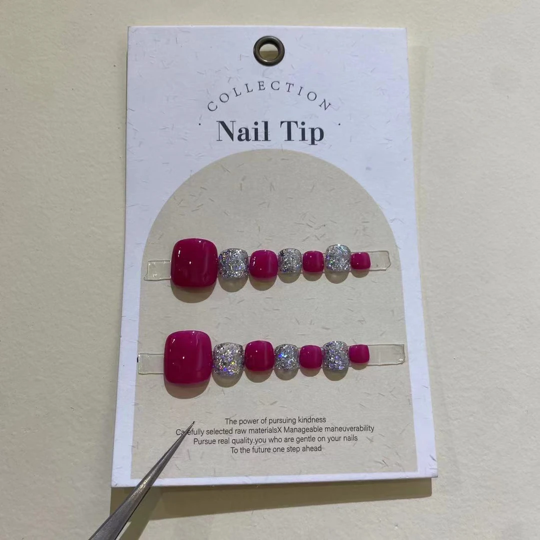 脚趾甲手工穿戴甲夏季气质爆闪时尚可爱穿戴式可拆卸美甲片