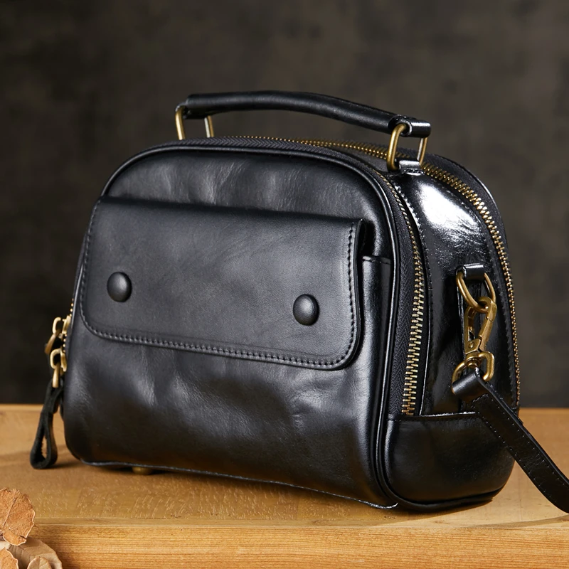 原创手工真皮男包通勤单肩斜挎包头层植鞣牛皮复古休闲手提背包女