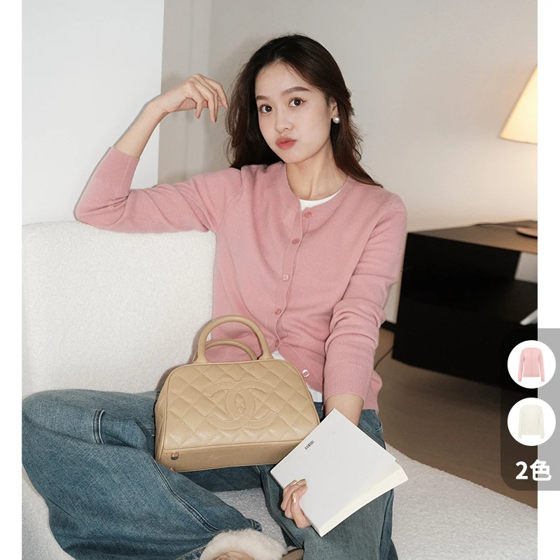 【特卖捡漏】美洋MEIYANG桃桃开衫糯叽叽气质圆领针织丁达尔穿搭