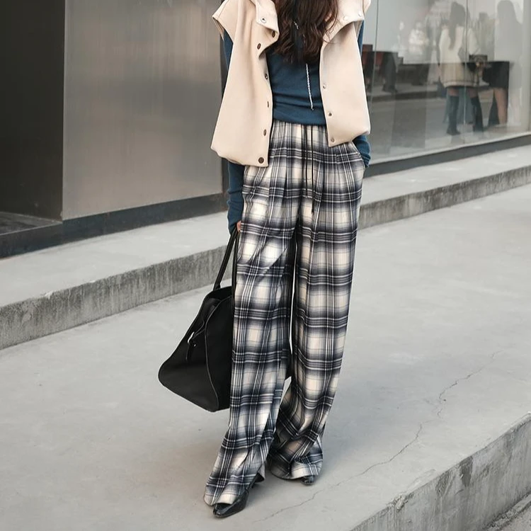 【现货】美洋MEIYANG早八人格子裤【硬核防风70系列】印花加绒阔腿裤
