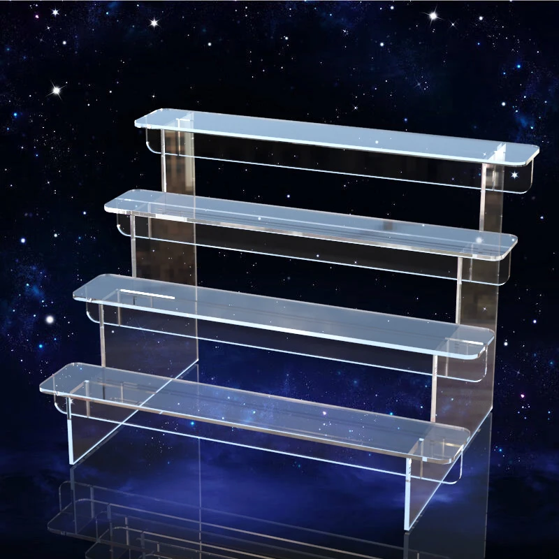 亚克力阶梯展示架多层梯形摆件立牌展示台盲盒架子透明手办收纳架
