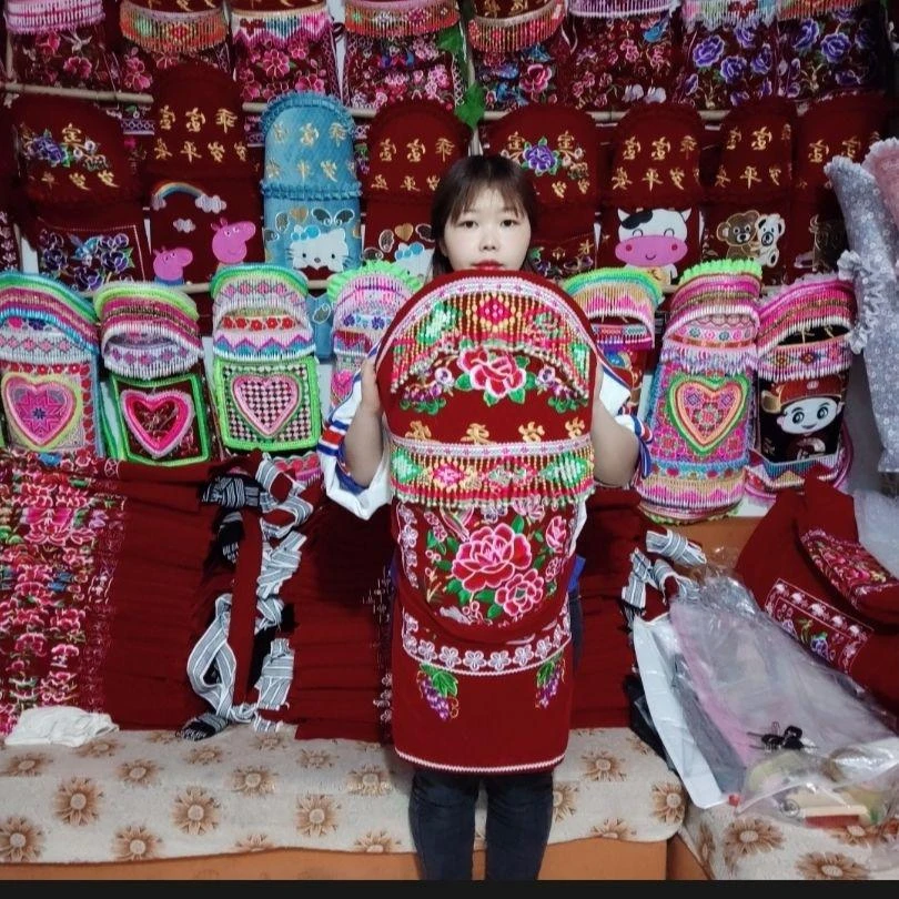 2022新款铃铛珠子0~3岁新生儿婴儿童纯棉宝宝背带传统背扇绣花扇