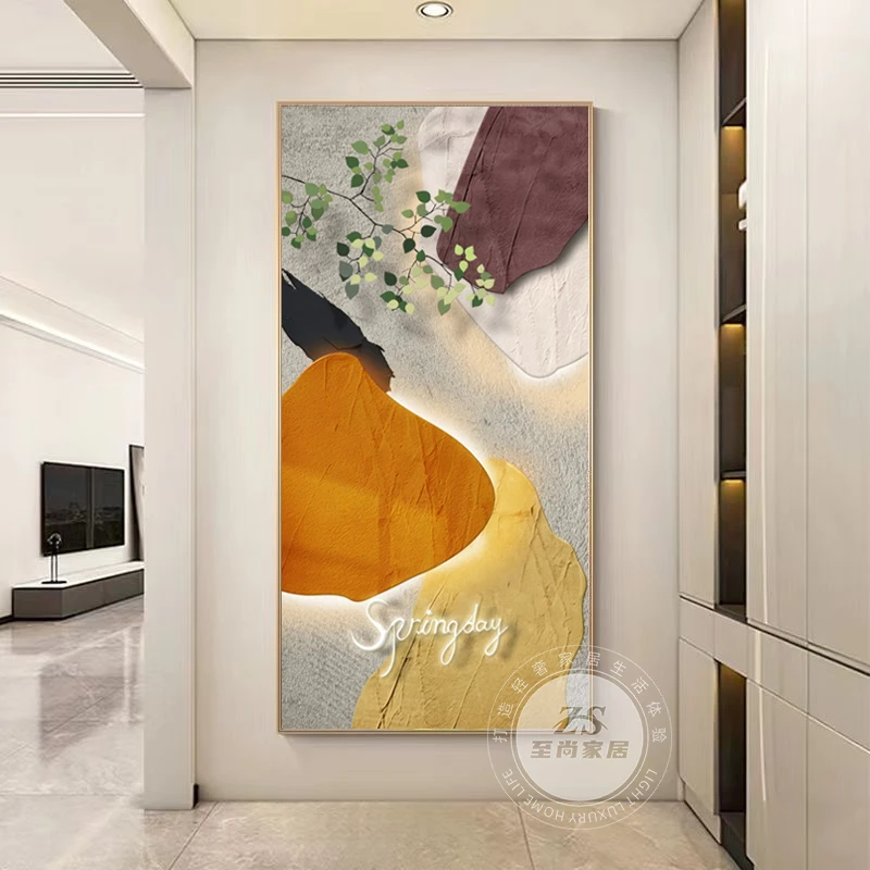 现代简约玄关晶瓷钢化平面装饰画沙发墙壁客厅轻奢奶油风软装搭配