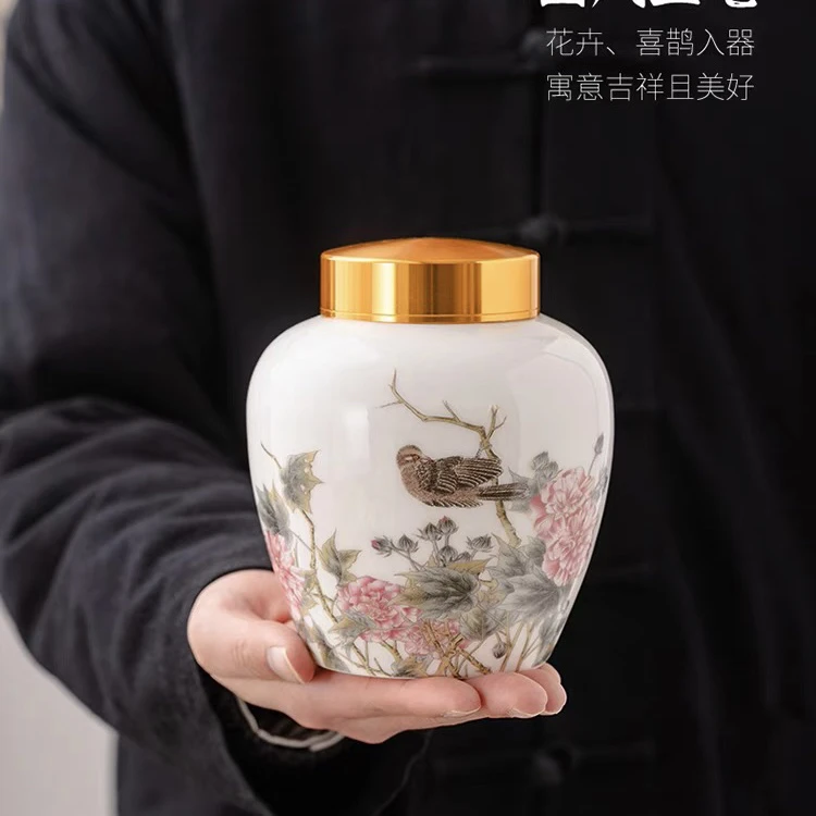 新款高档竹盒茶叶礼盒空盒羊脂玉茶叶罐陶瓷包装盒红茶龙井茶叶盒