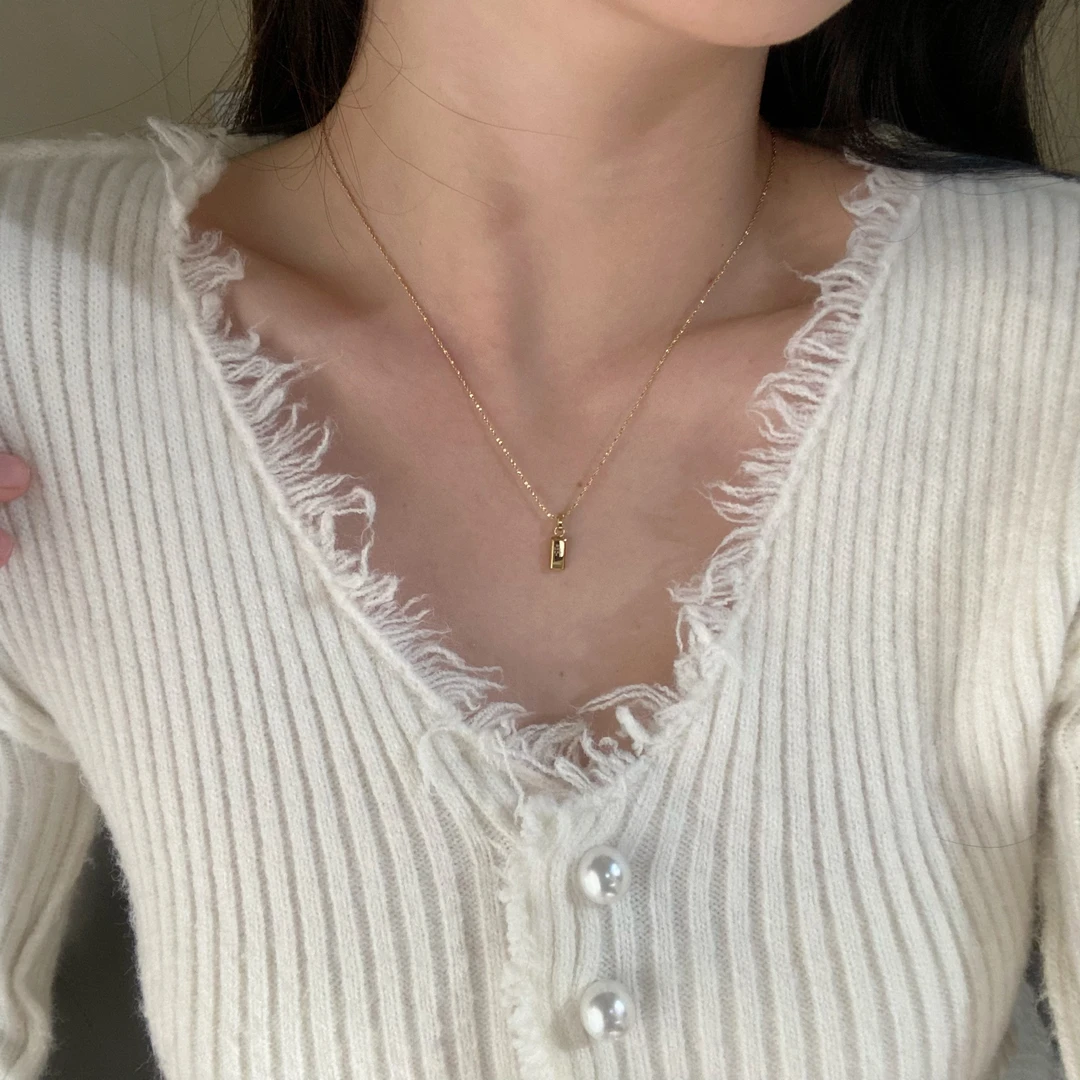 钛钢项链 8533小方砖星星链小方块轻奢锁骨链小众ins百搭不掉色