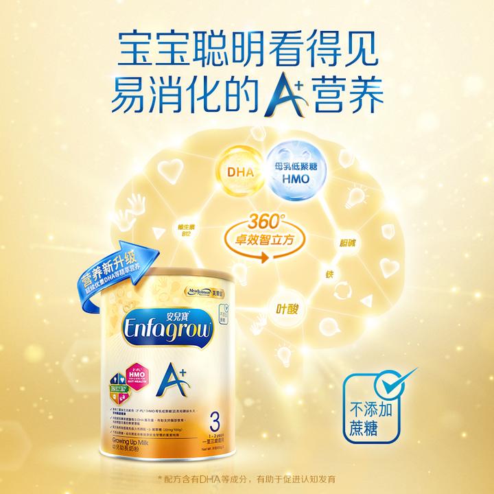 【美赞臣港版】安儿宝A+3段1-3岁850g含DHA+HMO+益生元婴儿荷兰原罐