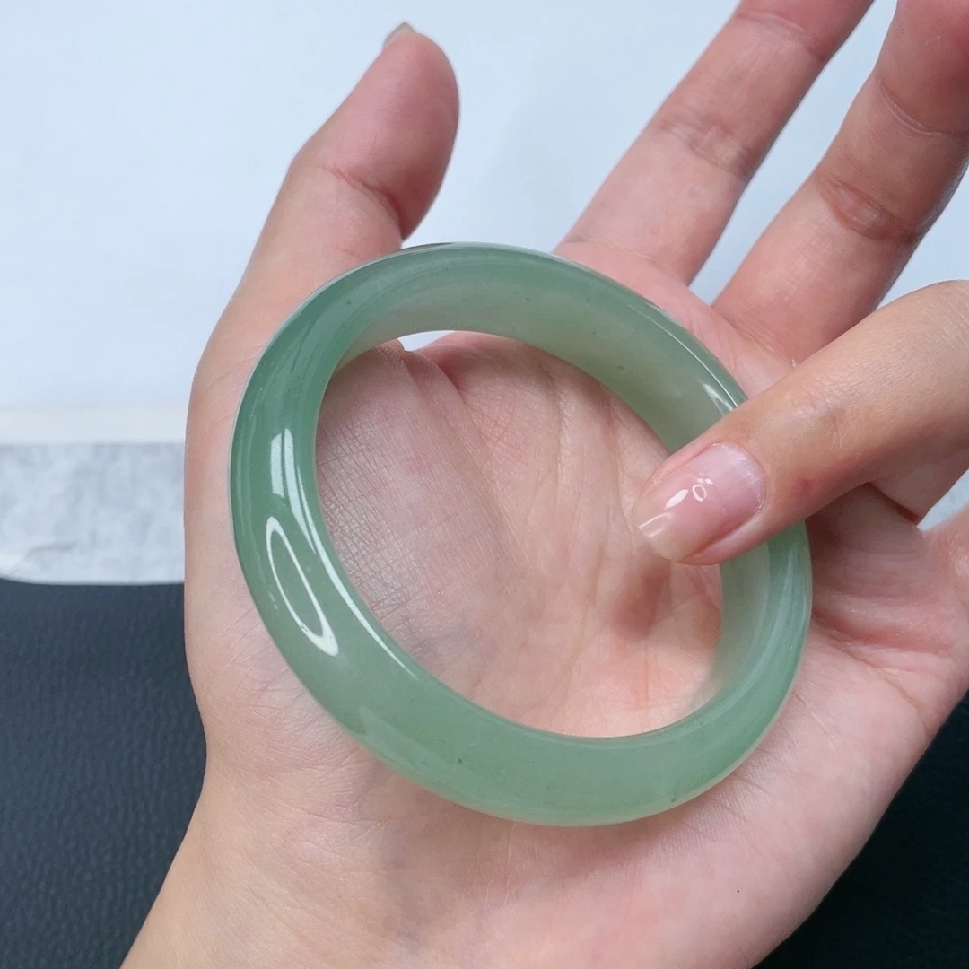 【高冰浅晴水绿】石英质玉手镯天然玉石正品绿东陵（色度随机发）