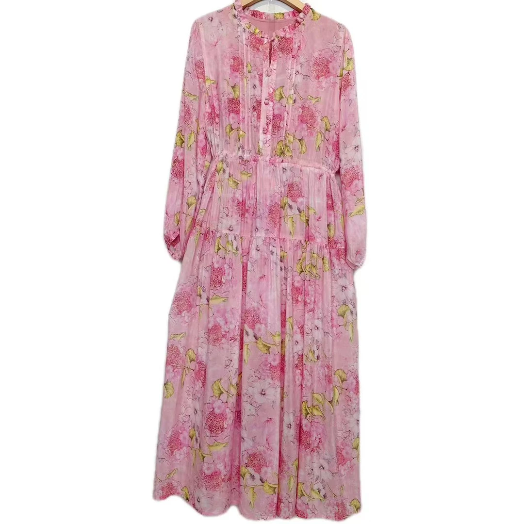 【多米拉】01224金叶桑蚕丝夏季连衣裙