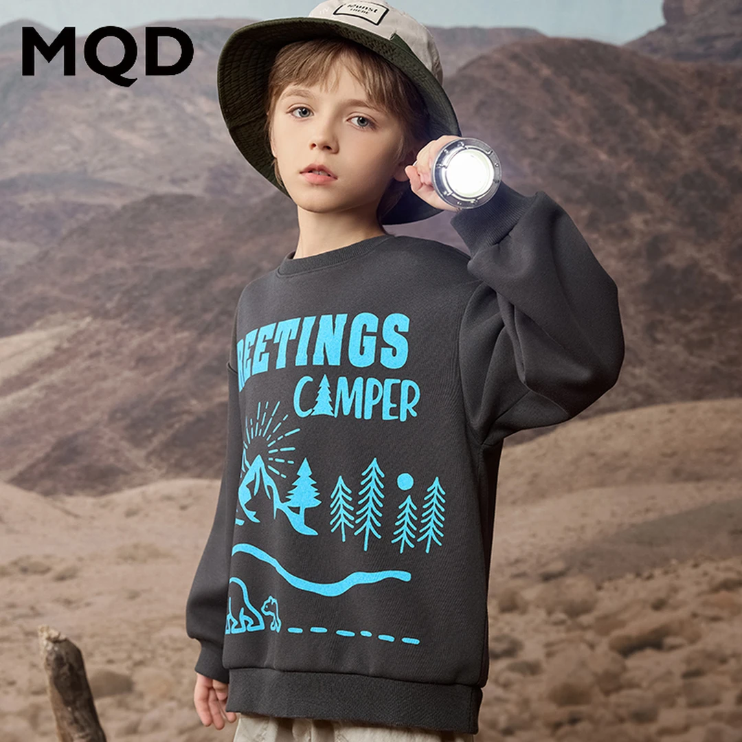 MQD童装儿童秋季新品潮酷休闲卡通山系圆领卫衣9643W0612
