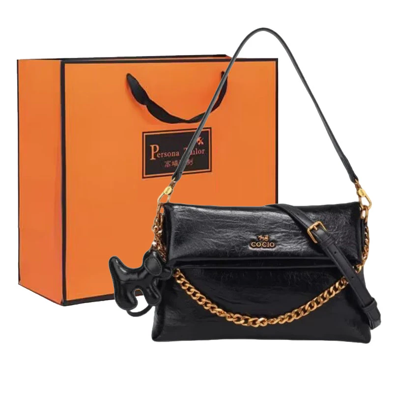 COCO新款时尚单肩腋下邮差包简约百搭气质女包热卖黑色斜挎包小众