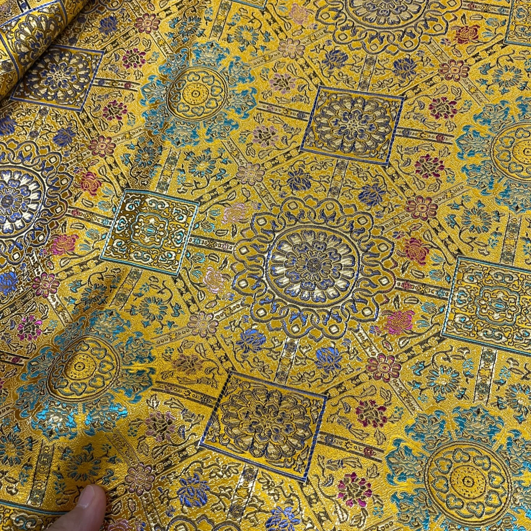 金黄八达运 幅宽75公分 仿宋锦织锦缎国风提花服装面料做手工