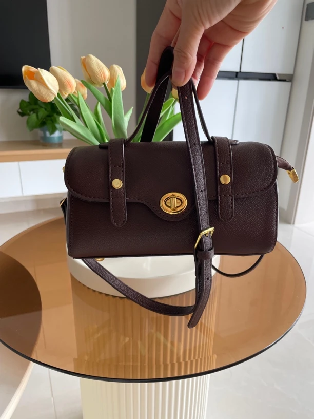2024新款轻奢韩版潮流时尚百搭单肩手提斜挎棕色女士包包